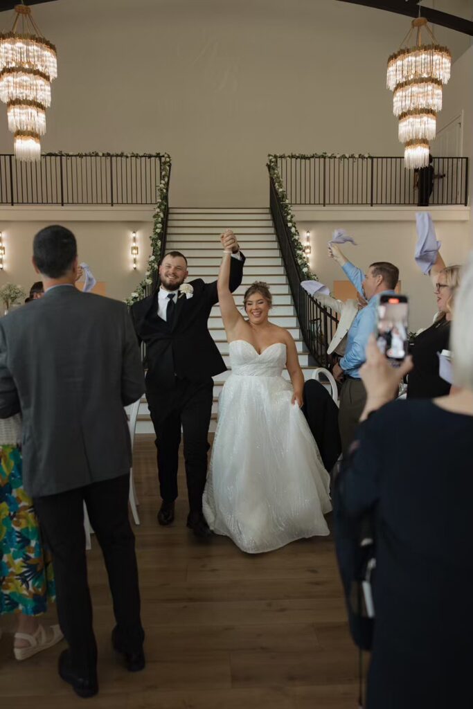 Bride and groom reception entrance at Nichols Heir wedding venue