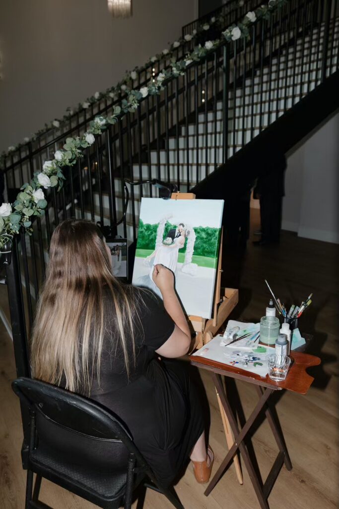 Live wedding painter at Nichols Heir wedding venue
