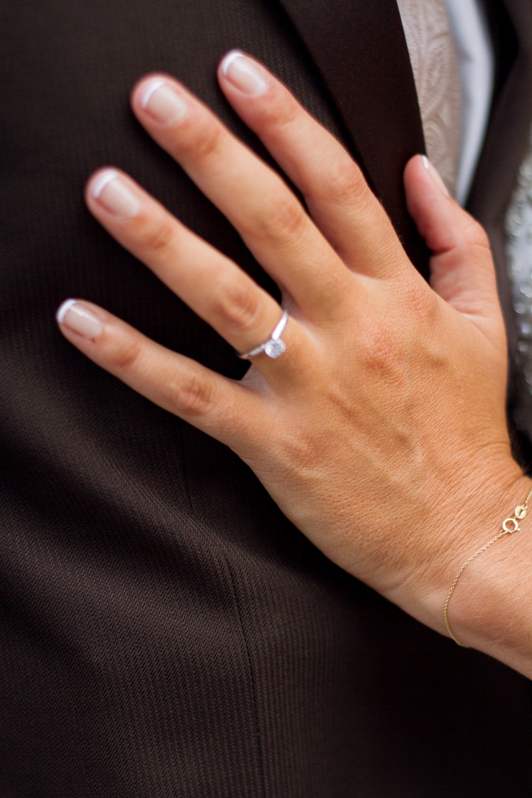 ring on ring finger showing engagement